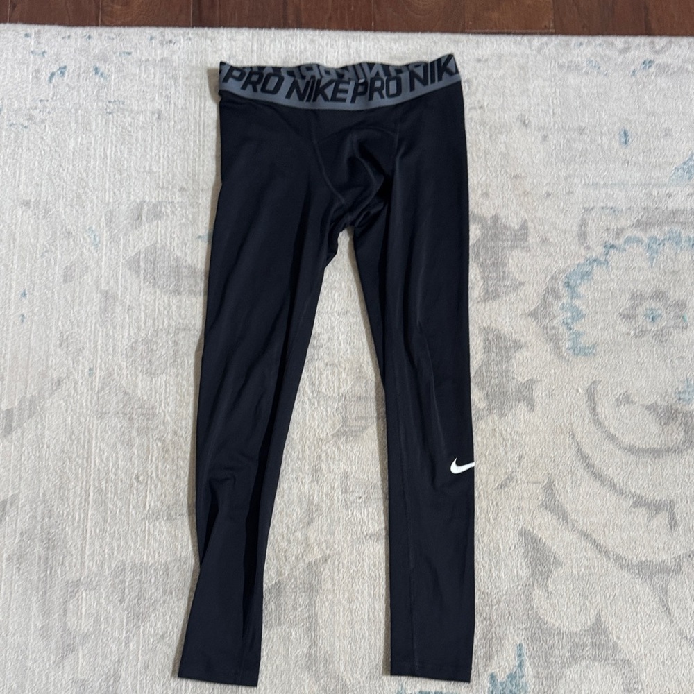 Nike Black Performance Leggings with Grey Pro Waistband
